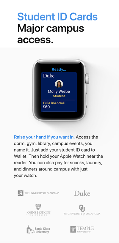 Apple student ID card announcement 2018