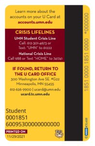 University of Minnesota adds crisis lines to ID card