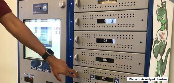 University of Houston Downtown laptop checkout locker