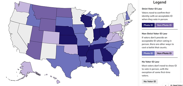 Campus Cards as Voter ID map