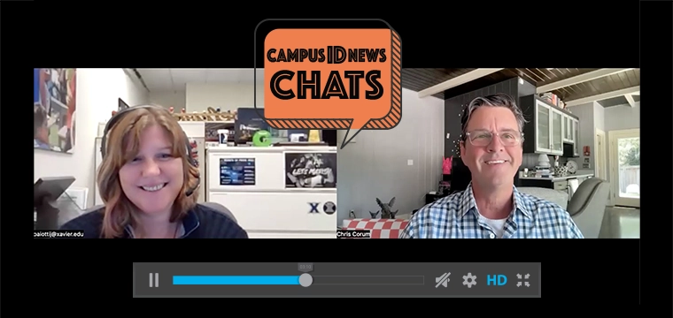 Xavier University video screen with CampusIDNews Chat series