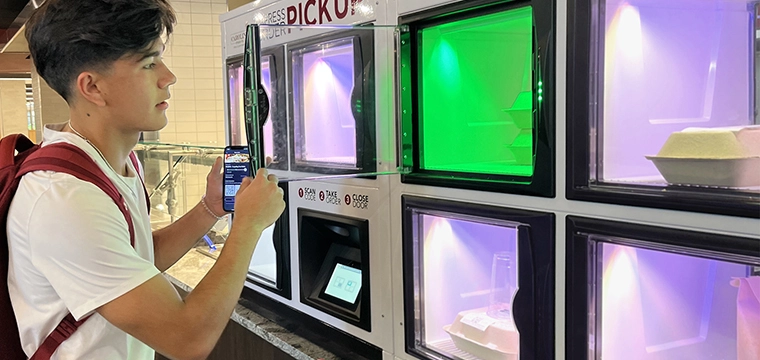 Apex Order Pickup Solutions locker with student
