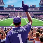 Football fan wearing TouchNet jersey
