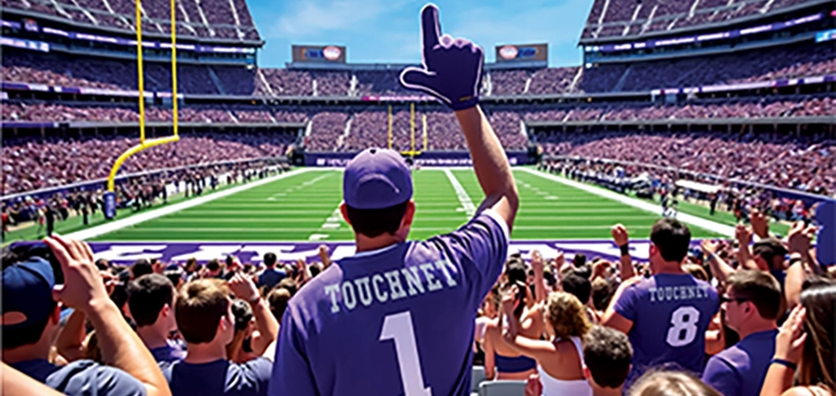 Football fan wearing TouchNet jersey