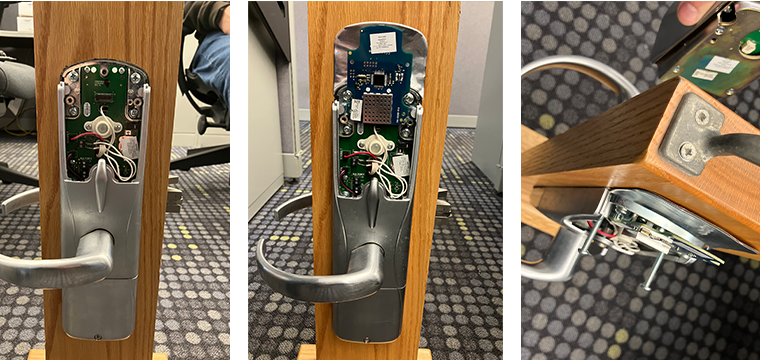 series of three Allegion AD series door locks