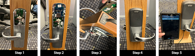 Process to upgrade an Allegion offline AD250 lock to an online wireless AD400 lock