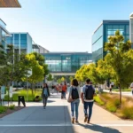 students walking on campus