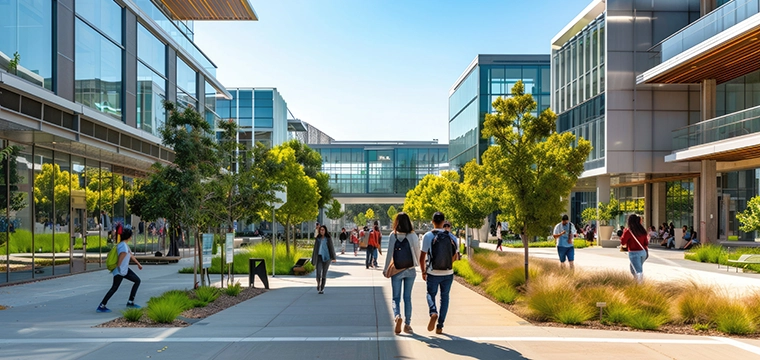 students walking on campus