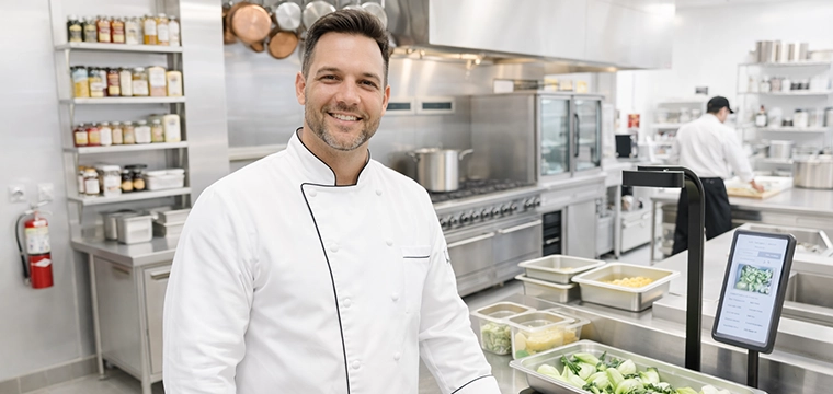 Chef with food in AI scanner