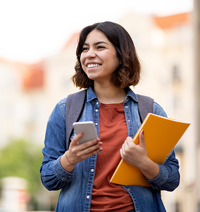 female student with phone