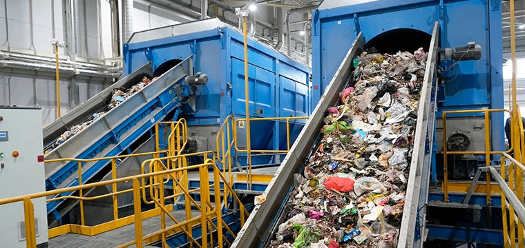 recycling center with conveyor belts