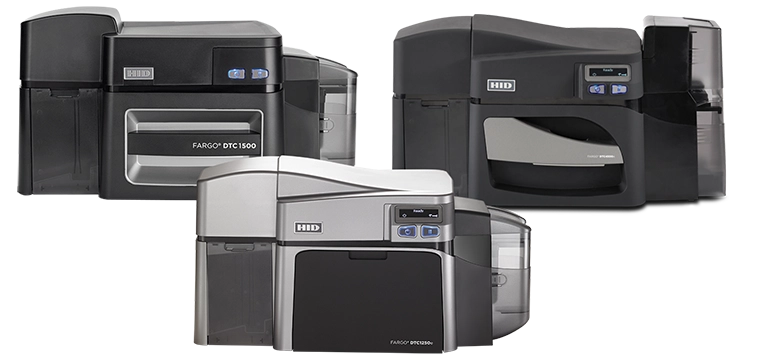 Photo of three FARGO DTC printers